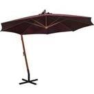 Hanging Parasol with Pole Bordeaux Red 3.5x2.9 m Solid Fir Wood