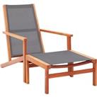 Garden Chair with Footrest Grey Solid Eucalyptus Wood and Textilene