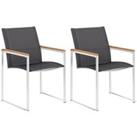 Garden Chairs 2 pcs Textilene and Stainless Steel Grey