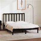 Bed Frame Black Solid Wood Pine 135x190 cm Double