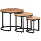 Side Tables 3 pcs Solid Acacia Wood