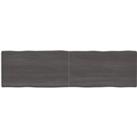 Table Top Dark Grey 220x60x(2-4) cm Treated Solid Wood Live Edge