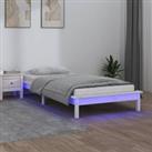 LED Bed Frame White 75x190 cm Small Single Solid Wood