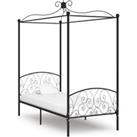 Canopy Bed Frame Black Metal 100x200 cm