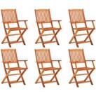 Folding Garden Chairs 6 pcs Solid Eucalyptus Wood