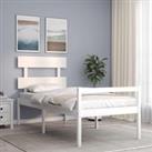 Bed Frame with Headboard White 90x200 cm Solid Wood