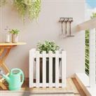 Garden Planter with Fence Design White 60x60x60 cm Solid Wood Pine