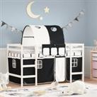 Kids' Loft Bed with Tunnel White&Black 90x190cm Solid Wood Pine