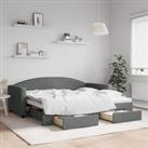 Daybed with Trundle and Drawers Dark Grey 90x190 cm Fabric