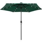 Parasol with LED Lights and Aluminium Pole 270 cm Green