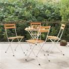 Folding Bistro Chairs 4 pcs Solid Wood Acacia and Steel