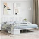 Metal Bed Frame with Headboard White 160x200 cm