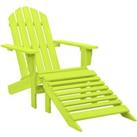 Garden Adirondack Chair with Ottoman Solid Fir Wood Green