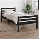 Bed Frame Black Solid Wood 90x200 cm