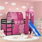 Kids' Loft Bed with Tower Pink 90x190 cm Solid Wood Pine