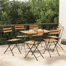 Folding Bistro Chairs 6 pcs Solid Wood Teak and Steel