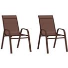 Stackable Garden Chairs 2 pcs Brown Textilene Fabric