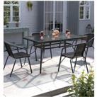 4-Person Rectangle Dining Set with Parasol Hole