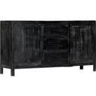 Sideboard Black 147x40x80 cm Solid Mango Wood