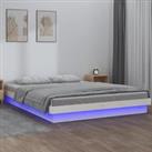 LED Bed Frame White 140x190 cm Solid Wood