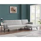 Clinton L-Shaped Fabric Sofa Bed With Ribbed fabric Detail and Chaise Section and Black Legs
