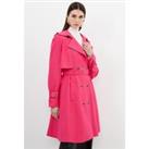 Petite Tailored Compact Stretch Full Skirt Belted Coat