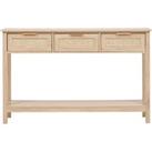 Rustic Wood and Rattan Console Table with 3 Drawers