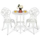 3Pcs Garden Bistro Dining Table Chairs Set Cast Aluminum Rose Design Furniture