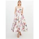 Romantic Floral Print Prom Woven Maxi Dress