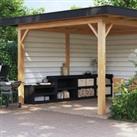 Outdoor Kitchen Cabinets 3 pcs Black Solid Wood Pine