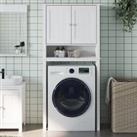 Washing Machine Cabinet BERG White 76x27x164.5 cm Solid Wood