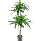 140 CM Tall Artificial Tree Fake Dracaena Plant W/ 92 Leaves Built-in Cement Pot