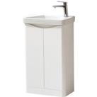 Gloss White Standing 2 Door Cloakroom Unit and Ceramic Basin 50cm Wide