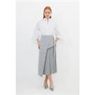 Tailored Wool Blend Pleated Skirt