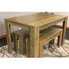 Wooden Dining Table And 2 Benches kitchen table Set space saver