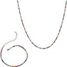 Rainbow Tennis Necklace and Bracelet Set Sterling Silver