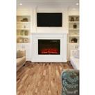 Electric Fireplace with White Wooden Mantel