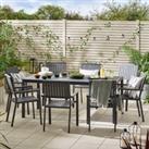 Dubai Grey Metal & Wood Effect 8 Seat Outdoor Garden Dining Set, 8 chairs + garden table, Modern Furniture Set