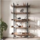 Industrial 5 Tier Bookcase Display Shelf