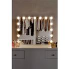 58*48CM Hollywood Vanity Mirror with 15 Lights and Three-color Light Touch Screen Tabletop or Wall M