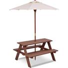 3 in 1 Kids Picnic Table Children Outdoor Activity Table w/ Removable Umbrella