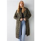 Leopard Print Wool Look Coat