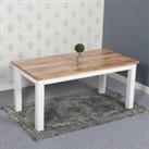 Curley Solid Mango Wood White Dining Table 170Cm