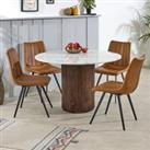 Tilden Mango Wood Dining Table Round With Marble Top
