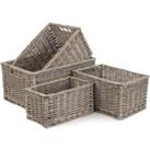 Wicker Antique Wash Lined Open Storage Baskets Set of 4