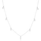 Sterling Silver Diamond Drop Choker Necklace