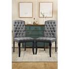 2Pcs Tufted Linen Upholstered Chair for Living Dining Room