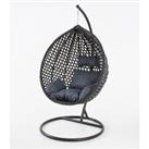 Large Black Onyx single hanging egg chair with rain cover