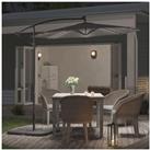 Outdoor 32 LED Lighted Patio Umbrella with Crank Lift System, 2 Bases Set