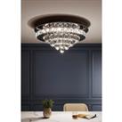 Crystal Round LED Semi Flush Mount Ceiling Light Dimmable
